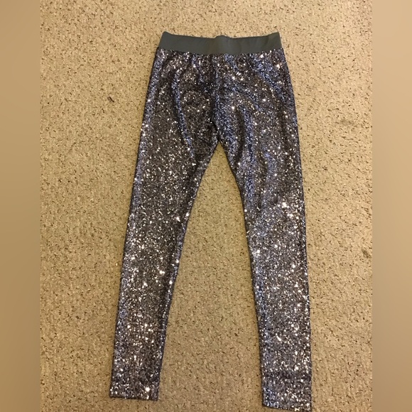 Reem Acra Pants - REEM COLLECTION SZ XL SILVER SEQUIN LEGGINGS SAKS 5TH GUC HOLIDAY DESIGNER